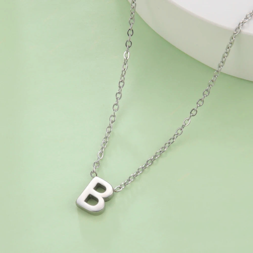 Minimalist Initial A-Z Letter Necklace for Women Alphabet Stainless Steel Choker