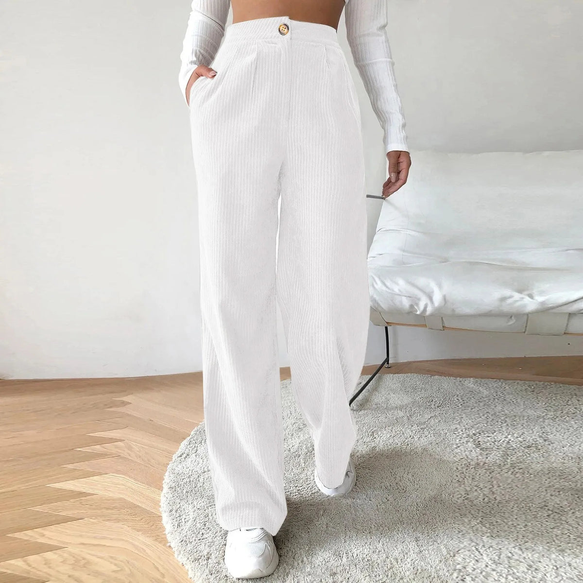 High Waist Wide Leg Pants Women Straight Trousers Oversize Yellow Sweatpants