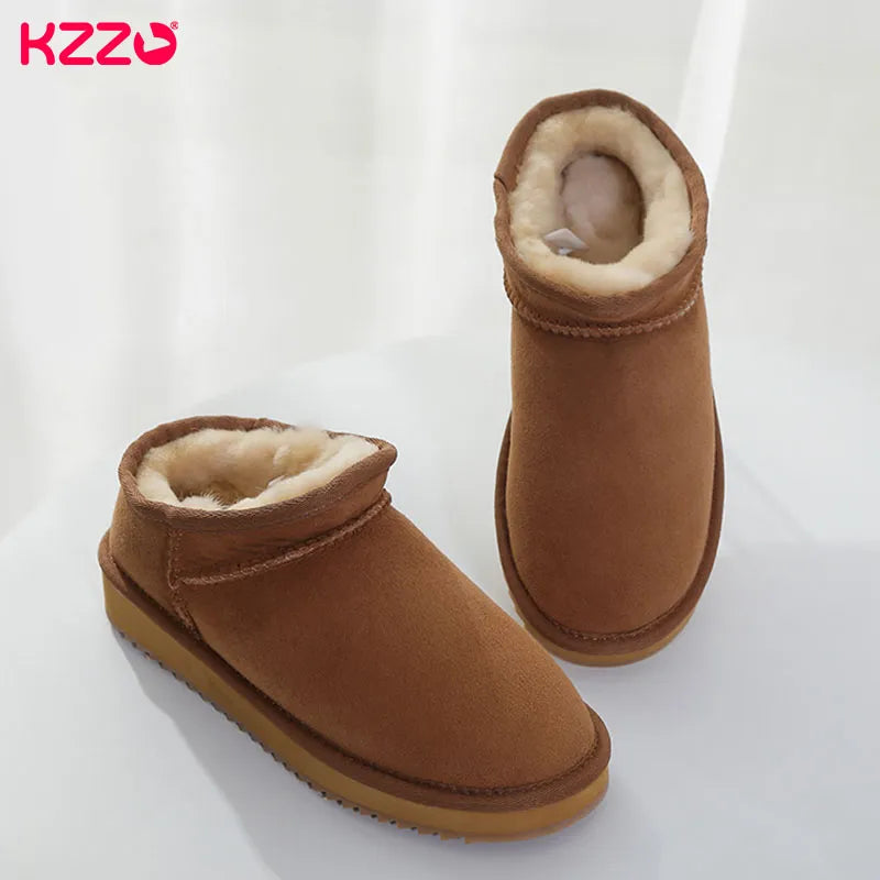 Fashion Winter Ankle Rubber Wool Boots For Women Australian Genuine Cowhide Leather