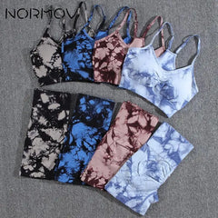 Yoga Sets Printing 1/2/3 PCS Gym Set For Women Seamless Leggings Bra Shorts