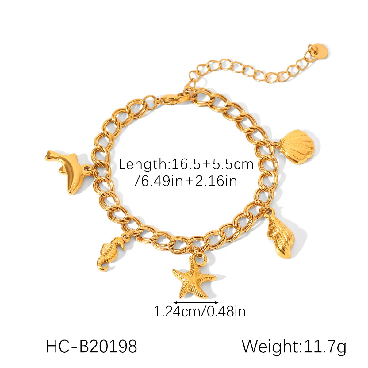 Vintage Real Shell Pendant Bracelet Woman Stainless Steel Adjustable Summer Beach Starfish Conch Hand Chain Jewellery Waterproof