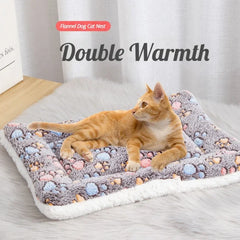 Double-sided Pet Mat Mats Short Plush Pet Sleeping Bed for Cats Small Dogs Cute