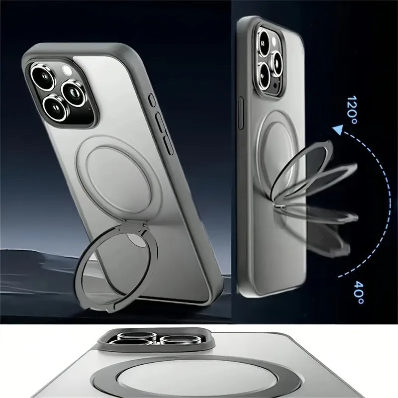 Luxury Magnetic Holder Armor Shockproof Wireless Charging Phone Case for iPhone 17 16 15 14 13 12 11 Pro Max 17 Air Cases Cover