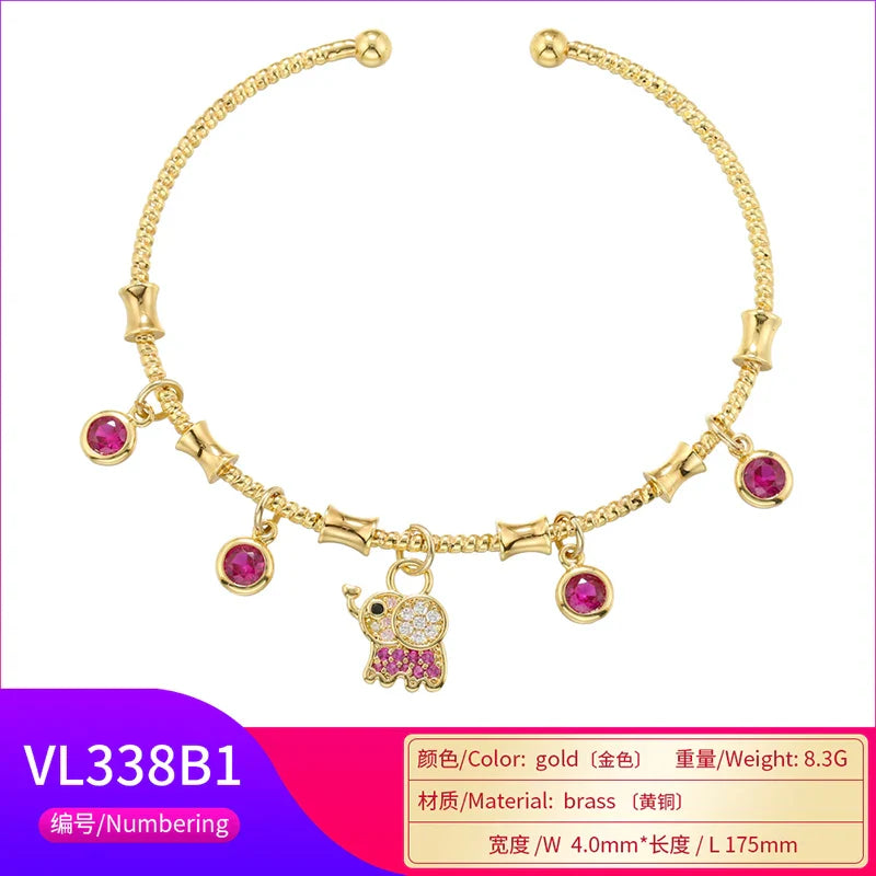 ZHUKOU candy charms bracelet for women Gold color romantic round charms bangles lady birthday gifts Man bracelet Jewelry VL338
