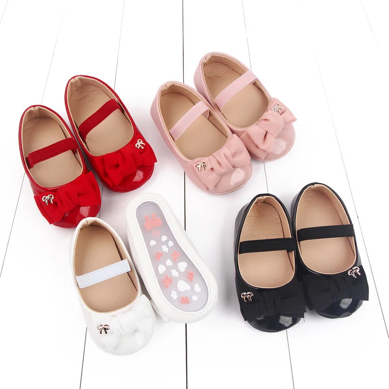 Baby Girl Shoes Cute Bowknot Toe-covered Soft PU Mary Jane Shoes Anti-slip