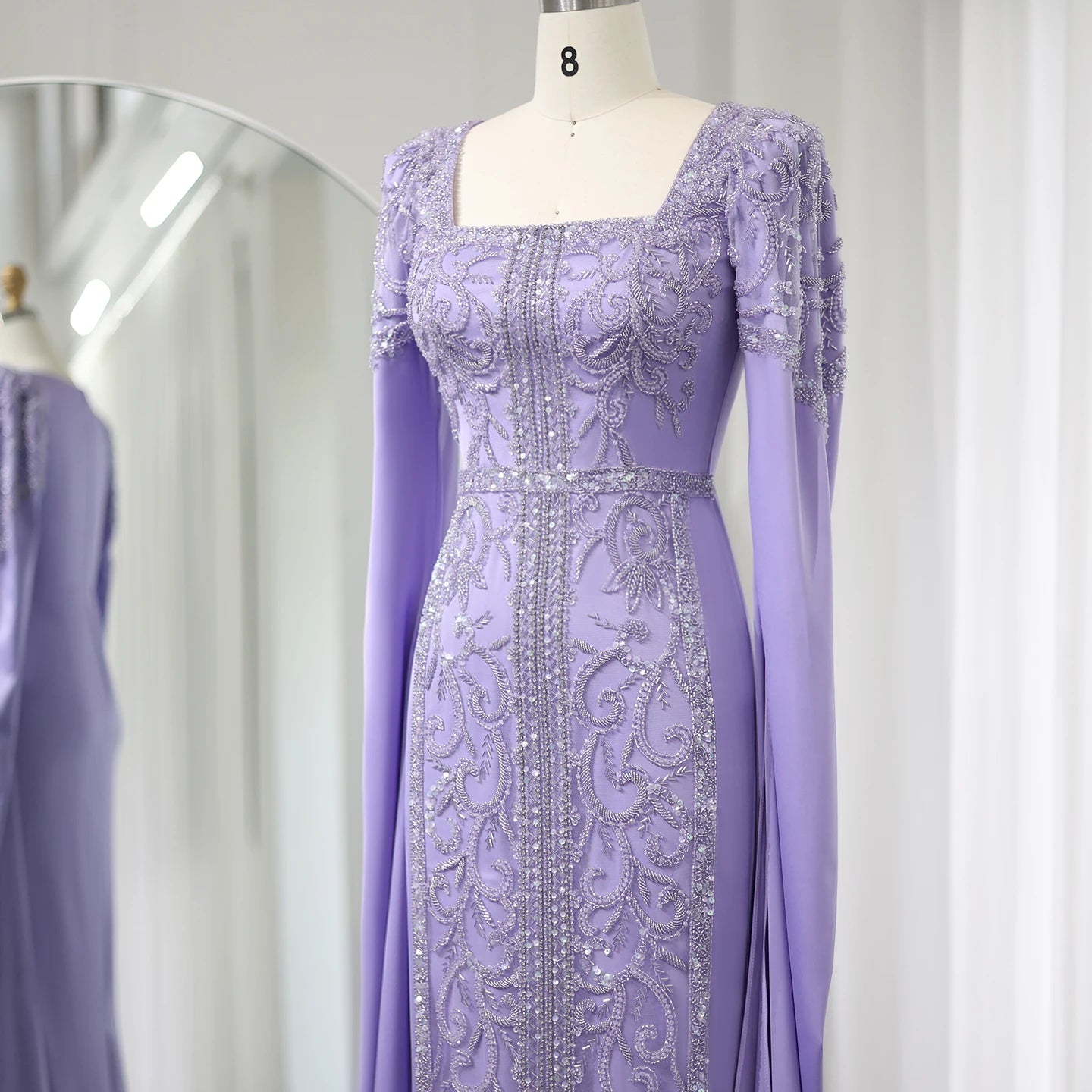 Evening wear Dresses: Sky Blue Mermaid Muslim Evening Dresses