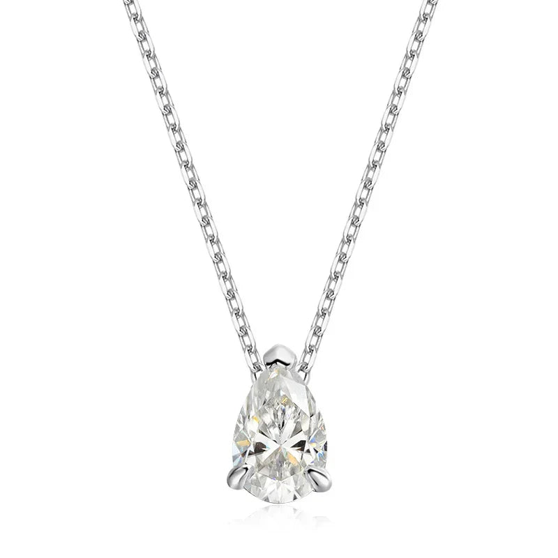 Smyoue Certified 1CT 2CT Pear Cut D VVS1 Moissanite Necklace for Women 18k Gold Plated Jewelry 100%  Sterling Silver 925 Pendant