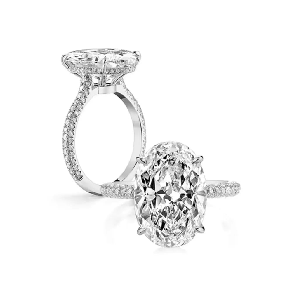 GXTRS Luxury 8CT Oval Cut Full Moissanite Ring S925 Silver For Women Sparkling Lab Diamond Wedding Band Fine Jewelry Certificate