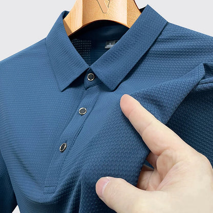 M-9XL Summer Polo Shirt Men New Breathable Mesh Ice Silk Quick-drying Short-sleeved T-shirt Elastic Sports Tops Men Clothing