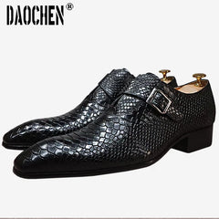 Luxury Men's Loafers Dress Shoes Snake Prints Formal Men Casual Shoes