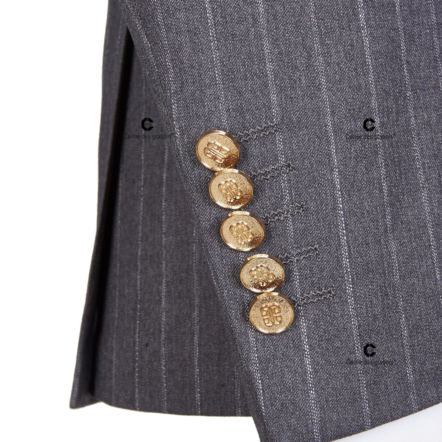 Tuxedo for Mens: Double Breasted Pinstripe Suits For Men Grey Blazer Pants 2 Piece