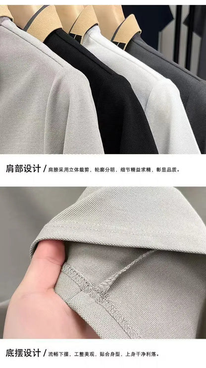 New Men's Fashion Embroidered Collar Short Sleeve Summer New Breathable Polo Shirt Short Sleeve, High Quality Outdoor Men's Top