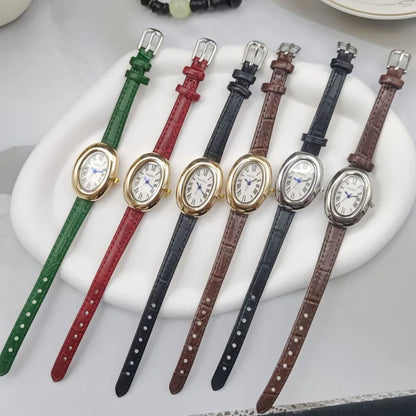 Luxury Women Vintage Oval Goose Egg Quartz Watch Leather Strap Wristwatch Dress Ladies Watches Christmas Gift Clock Relojes