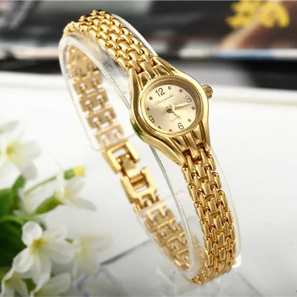 Ladies Gold Plated Watch Women Bracelet Quart Wristwatch Girl Analog Feminino Relojes Hour Luxury Watches Saati Clock