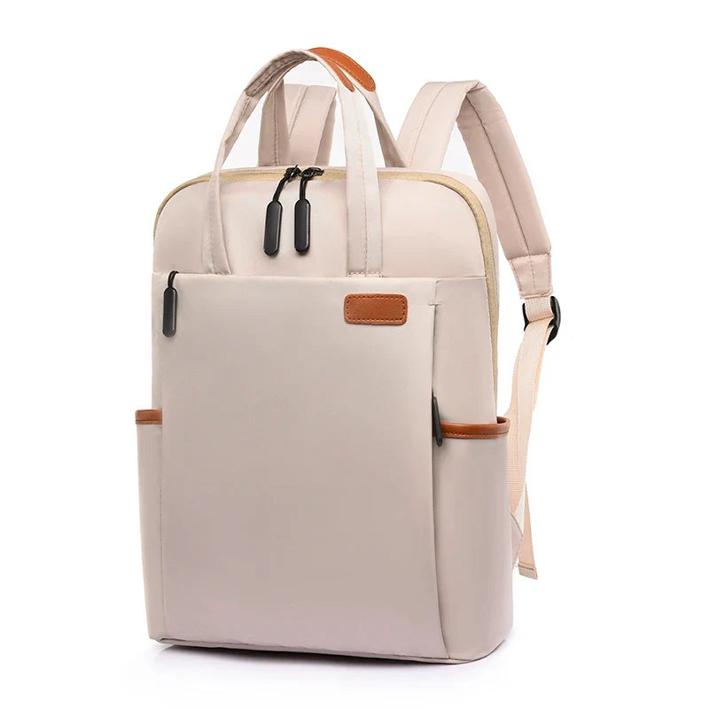 Laptop backpack with multiple pockets, adjustable shoulder straps, zipper closure, multi-purpose, school backpack