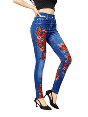 Gym Leggins High Waist Elastic Butterfly Pritned Pencil Pants Denim Leggings