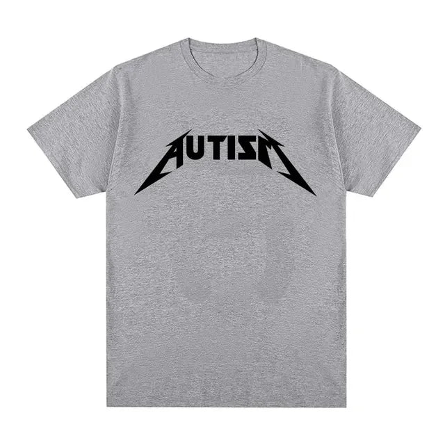 Autism Metal Rock Meme T-shirt Men Women Fashion Hip Hop Short Sleeve Oversized T-shirts Summer Sport Loose T Shirt Tops