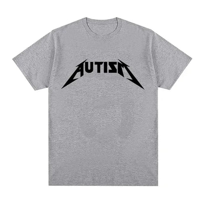 Autism Metal Rock Meme T-shirt Men Women Fashion Hip Hop Short Sleeve Oversized T-shirts Summer Sport Loose T Shirt Tops