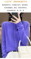 Spring and Autumn  New 100% pure merino cashmere sweater women's O-neck