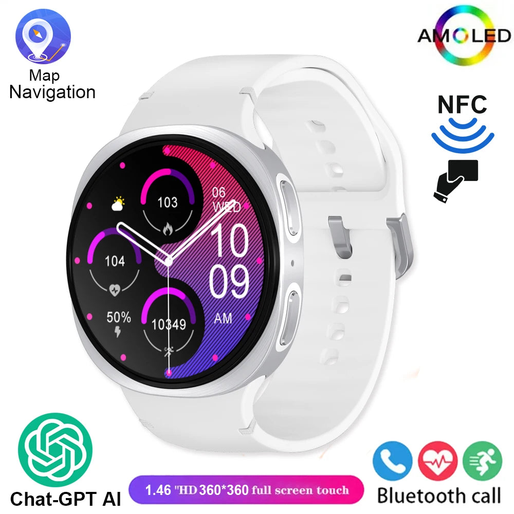 2025 New Smart Watch 8 Classic 46mm Ultra HD Screen ChatGPT GPS NFC Compass Clock Bluetooth Call Waterproof Smartwatch Men Women