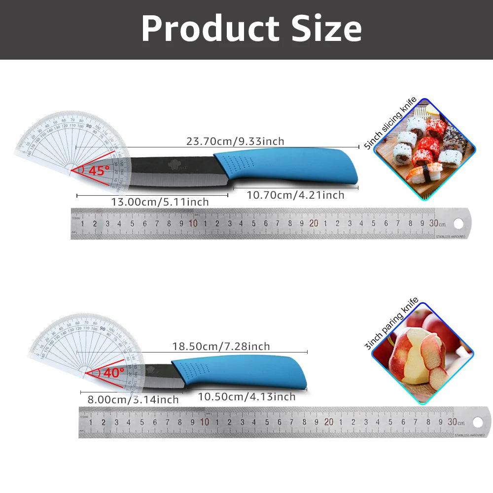 Kitchen Ceramic Knives 3" Paring 5" Slicing Ceramic Knife Black Blade Kitchen Knives