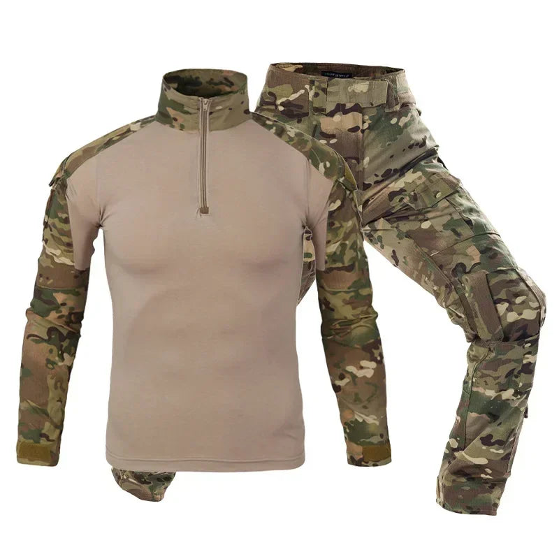Camo Tactical Uniform Airsoft Ripstop Suit Multi Pocket Suits Hunting Pants Men Trainning Shirts Airsoft Paintball Clothes Sets