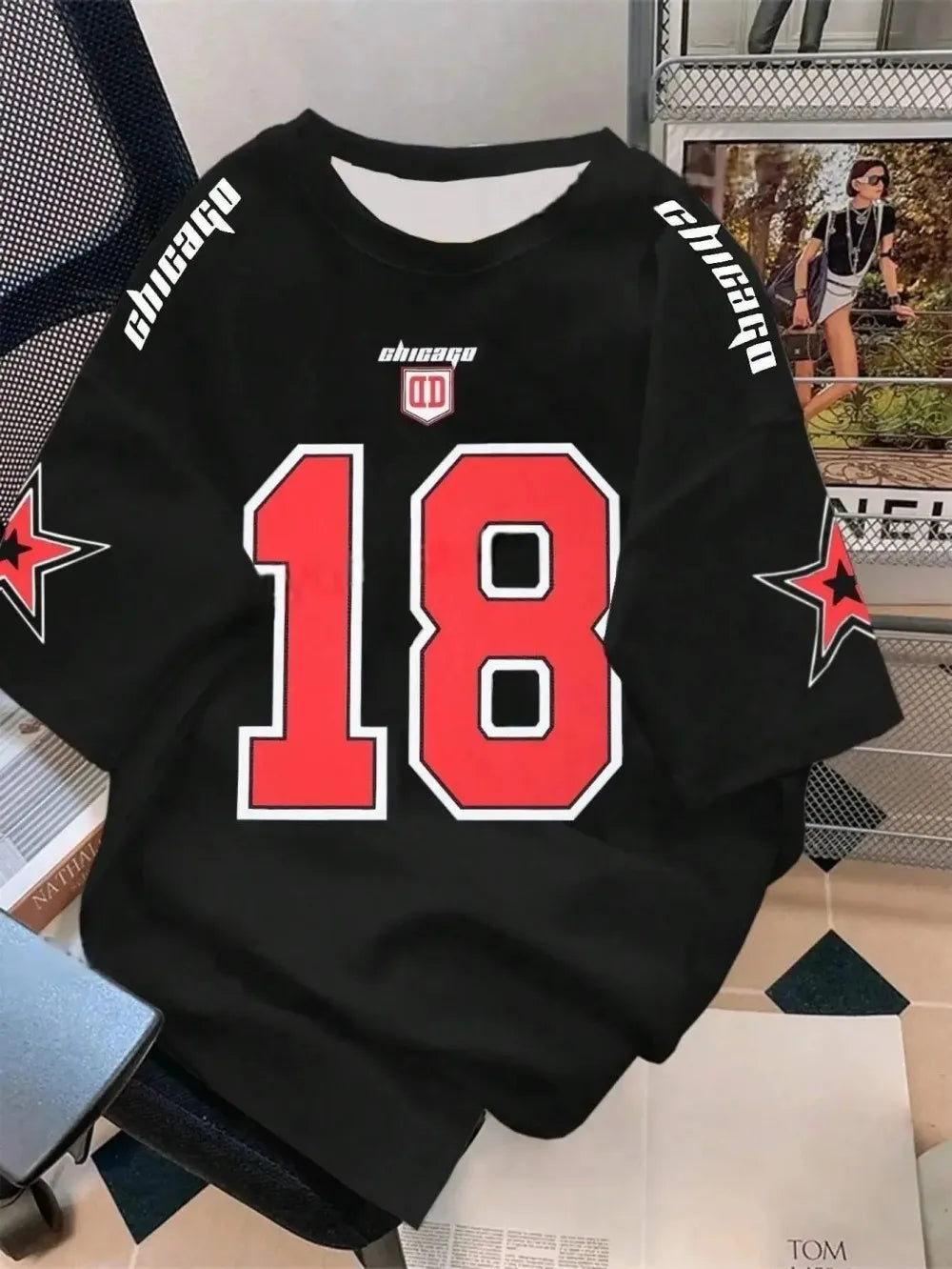 Street fashion men's summer 18 digit print comfortable breathable round neck T-shirt outdoor high street top