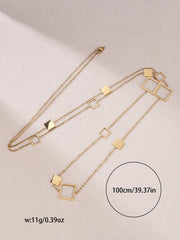 18K gold-plated stainless steel hollow square round rectangular star long necklace