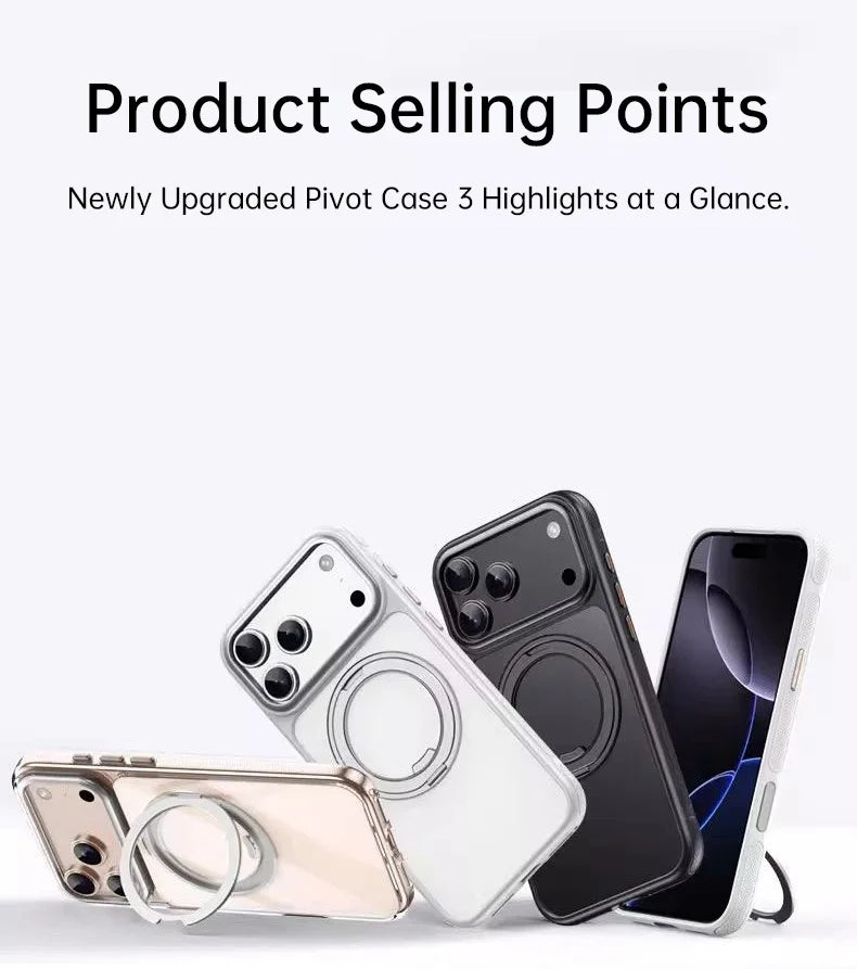 360 Rotatable Ring Phone Case Magnetic for Magsafe For iPhone 17 16 15 14 Pro Max Ring Holder Kickstand Hard Cover