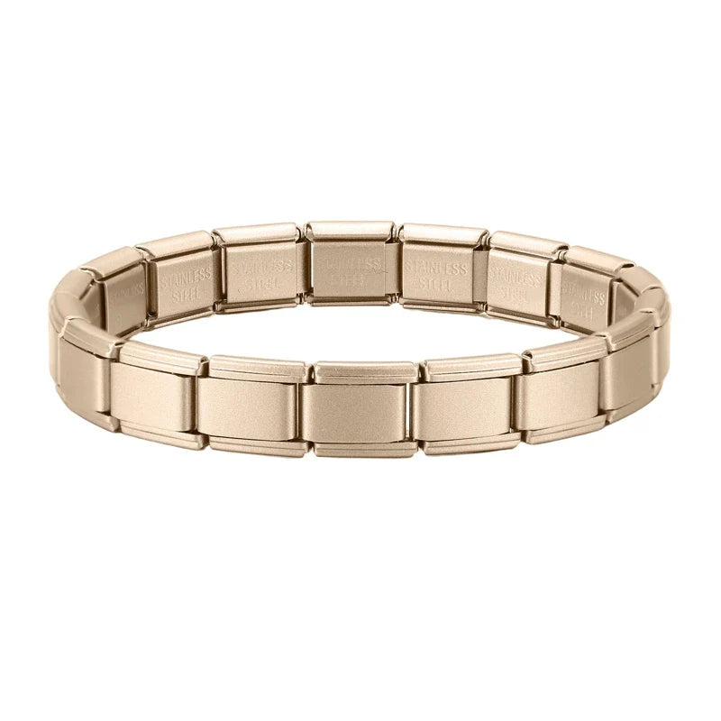 New Women's Men's Jewelry DIY 9MM Width Italian Elastic Charm Bracelet Solid Color Stainless Steel Fashion Bangle