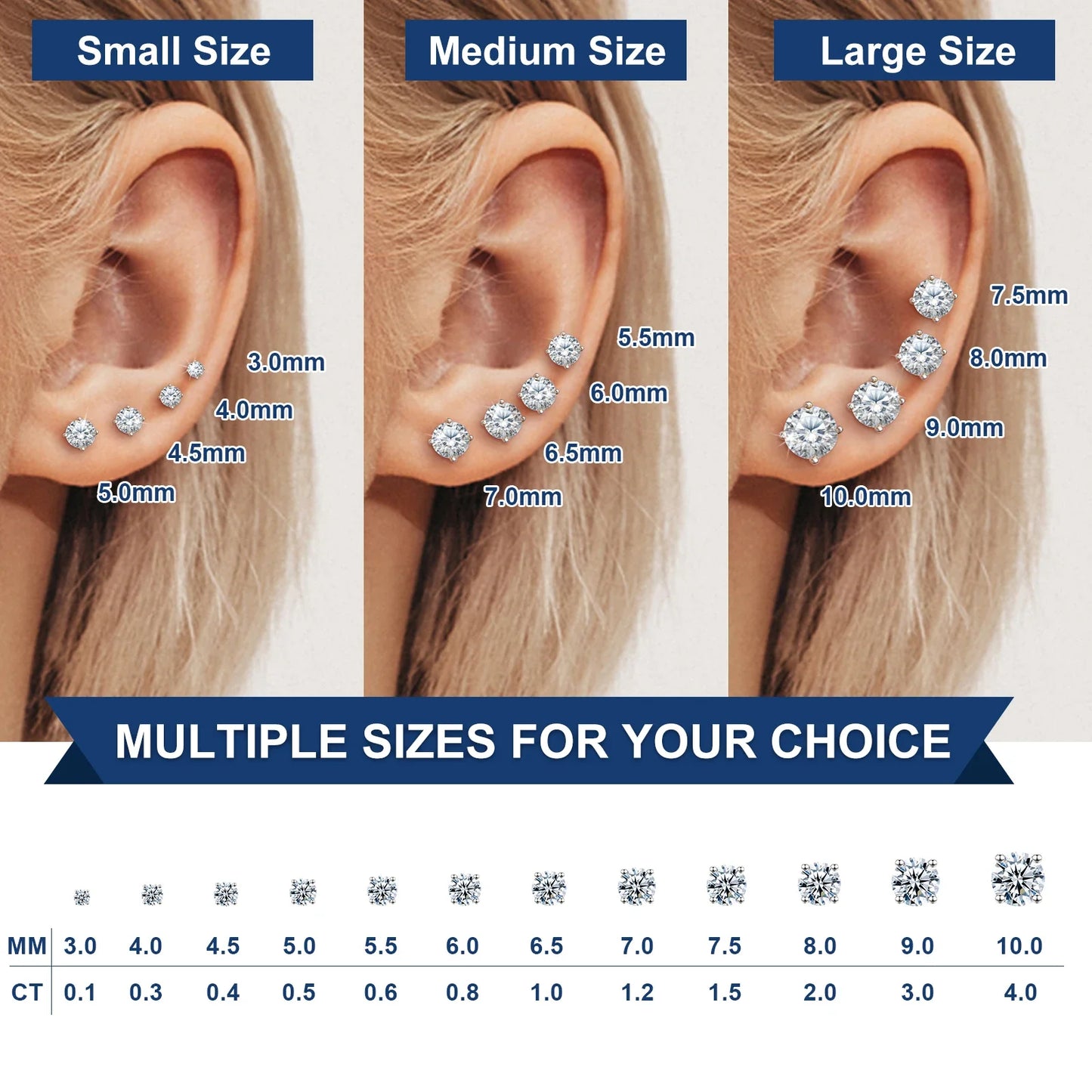Classic 0.1-4CT Moissanite Studs Earrings for Men Women Test Passed 925 Sterling Silver Gold Plated Fine Jewelry Christmas Gifts