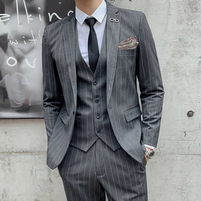 Tuxedo for Mens: Blazers Jacket Pants Vest 3 Pcs Set Fashion Men's Casual Boutique