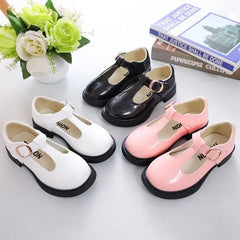 Children Leather Shoes for School Party Black White Girls Dress Shoes Kids Leather