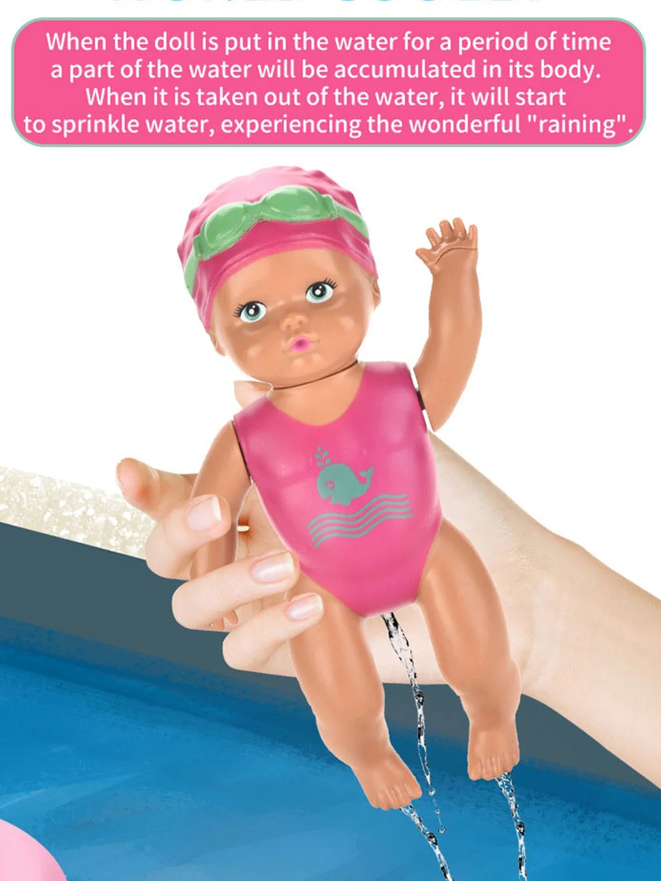 1pcs 6 Inch Mini Swimming Doll Kids Bathroom Bath Toy Baby Bathtub Toy on chain automatic Swimming Little Doll