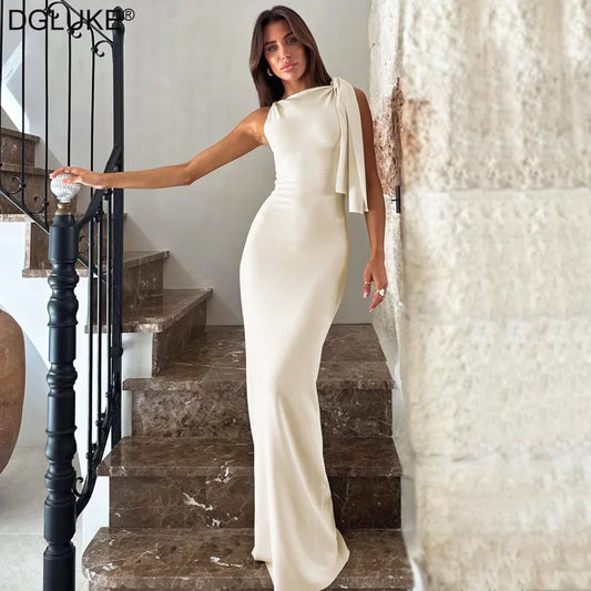 Formal attire Dresses: Sleeveless Summer Long Dress Women Off Shoulder Dress