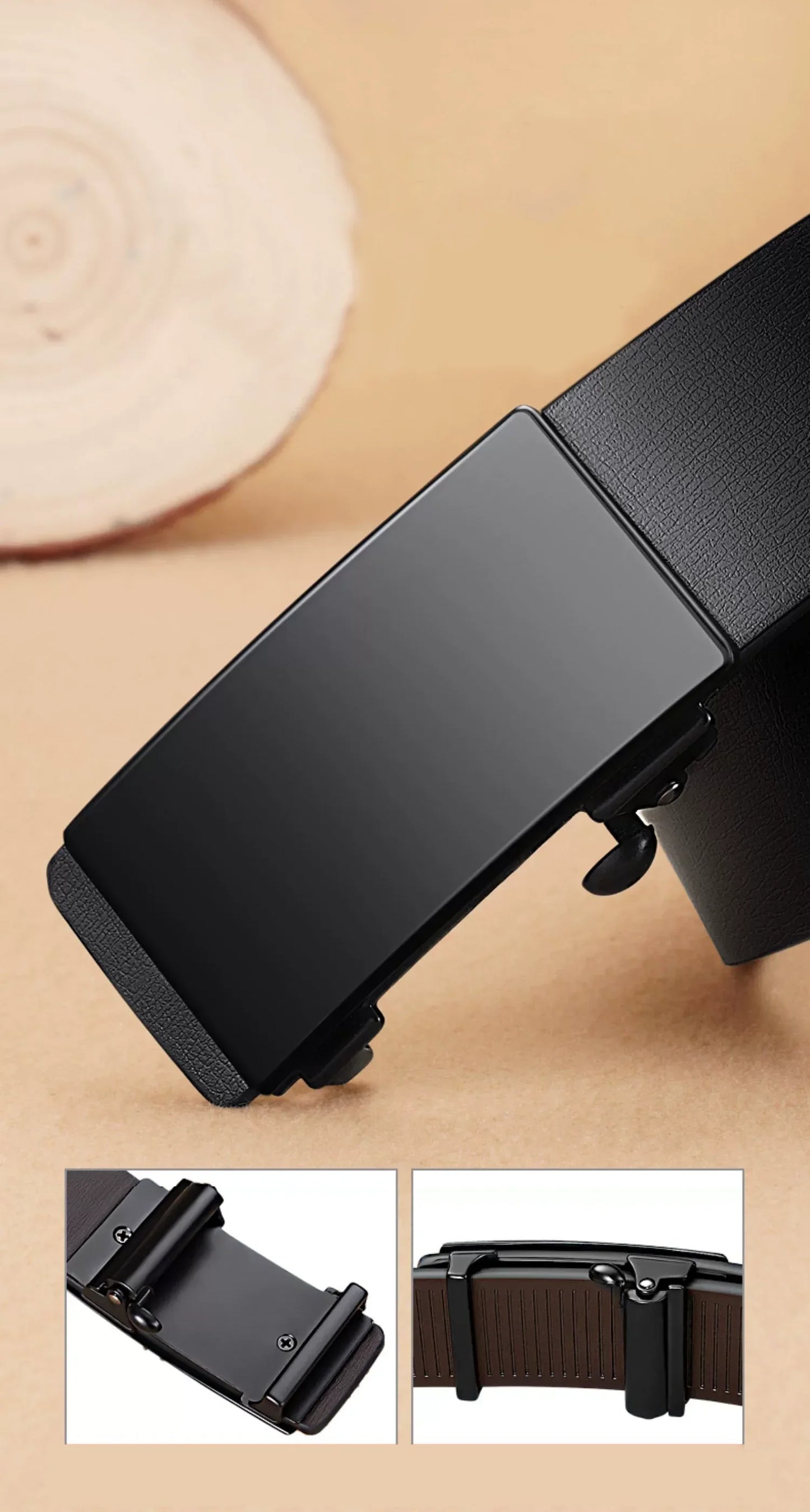 DINISITON Men Leather Belt Black Metal Toothless Automatic Buckle Business Casual PU Leather Men's Fashion High Quality Belt