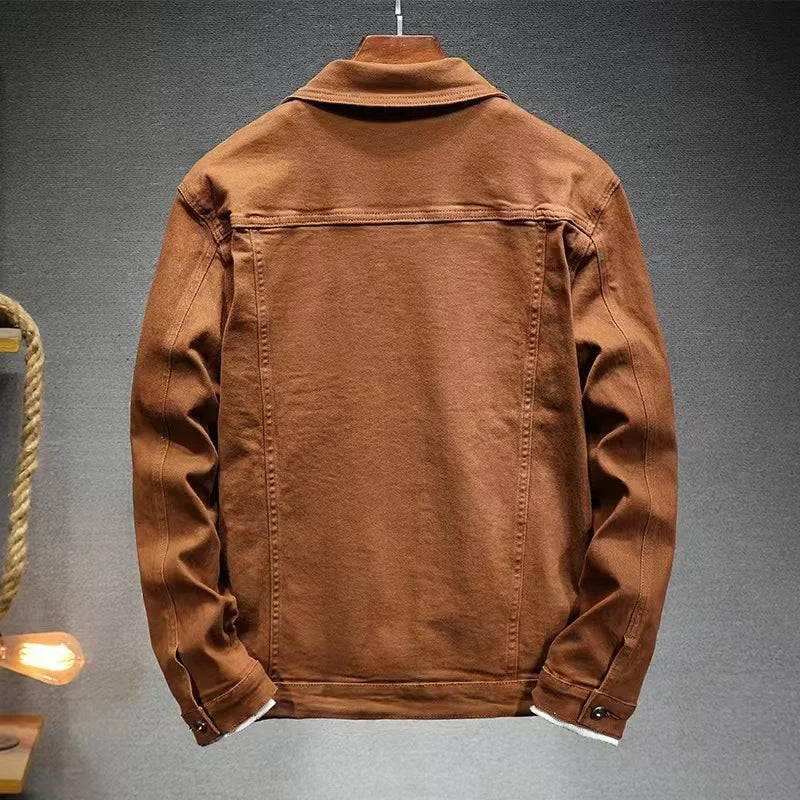 Men's Brown Denim Jacket spring and autumn style Fashion