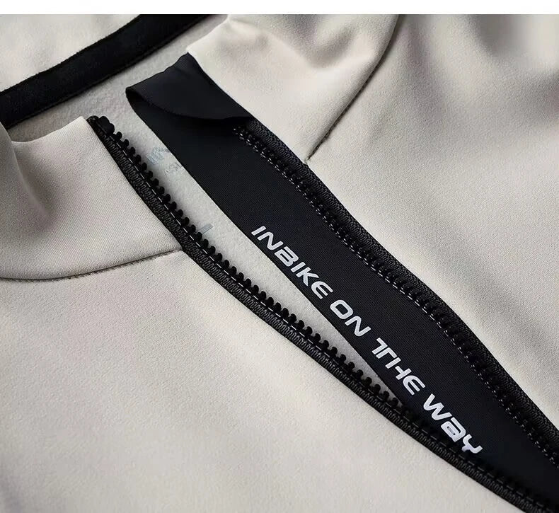 INBIKE Winter Cycling Clothing for Men Fleece Cycling Sets Long Sleeve Jersey with Pockets Long Bicycle Bib Pants for Road Bikes