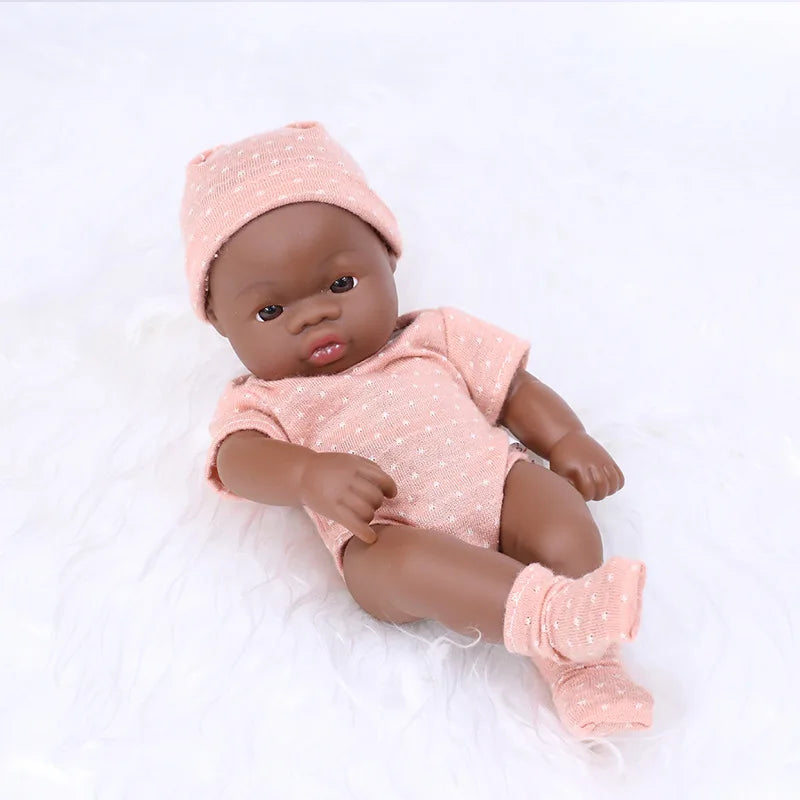 Black Reborn Dolls African Reborn Baby Doll 20cm Dolls Baby Reborn Baby Doll Toys Soft Touch High Quality Doll for Children Toys