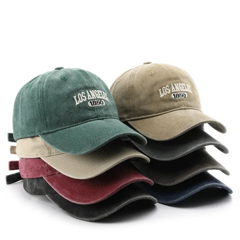 Personality female wash do old letter embroidery LOS ANGELES 1850 cap outdoor male sports travel sun protection baseball cap