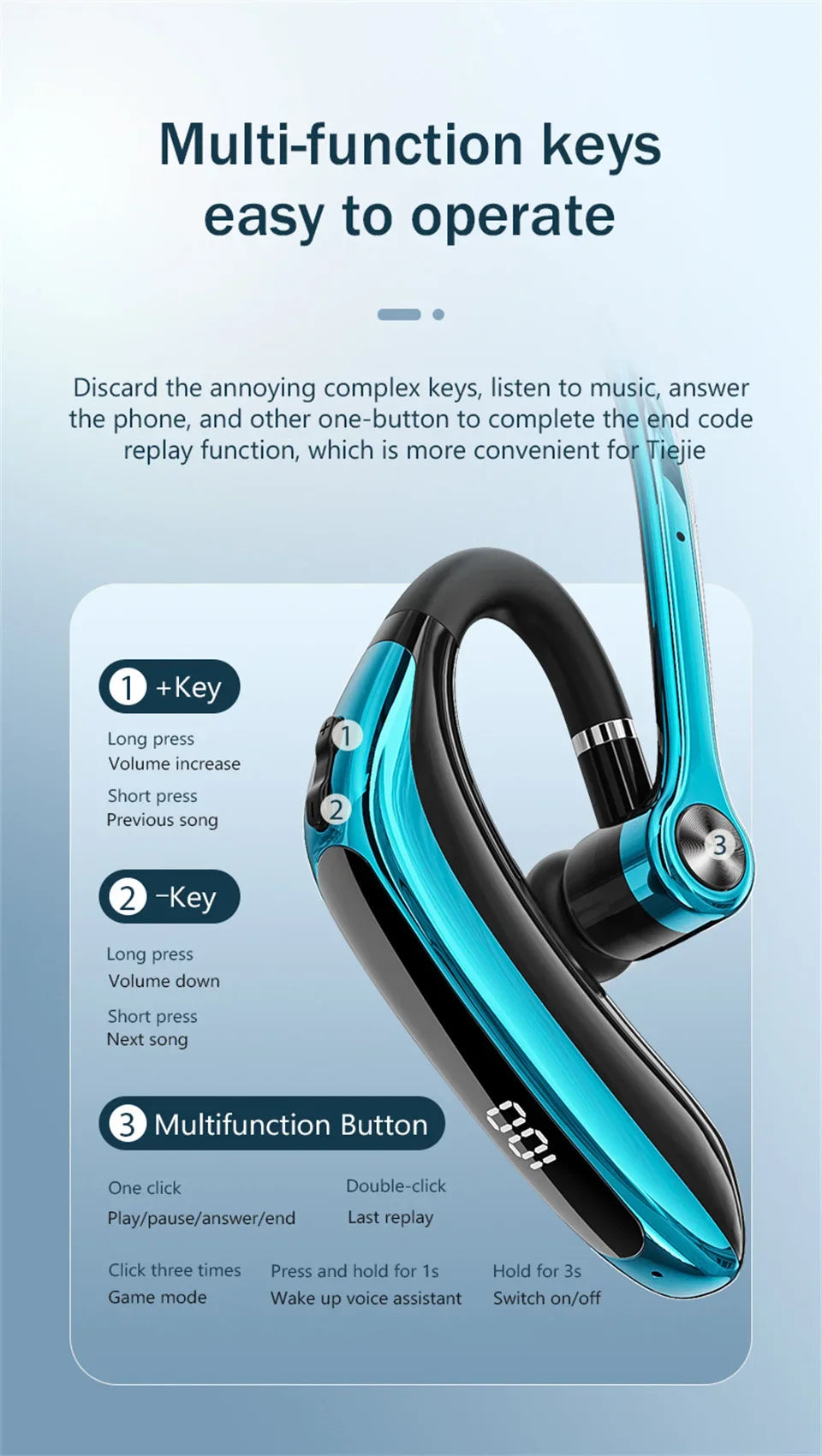 Wireless Headphones With Dual Microphon Bluetooth Earphone ENC Noise Cancelling Hands-free Headset Busines Auriculares Driving