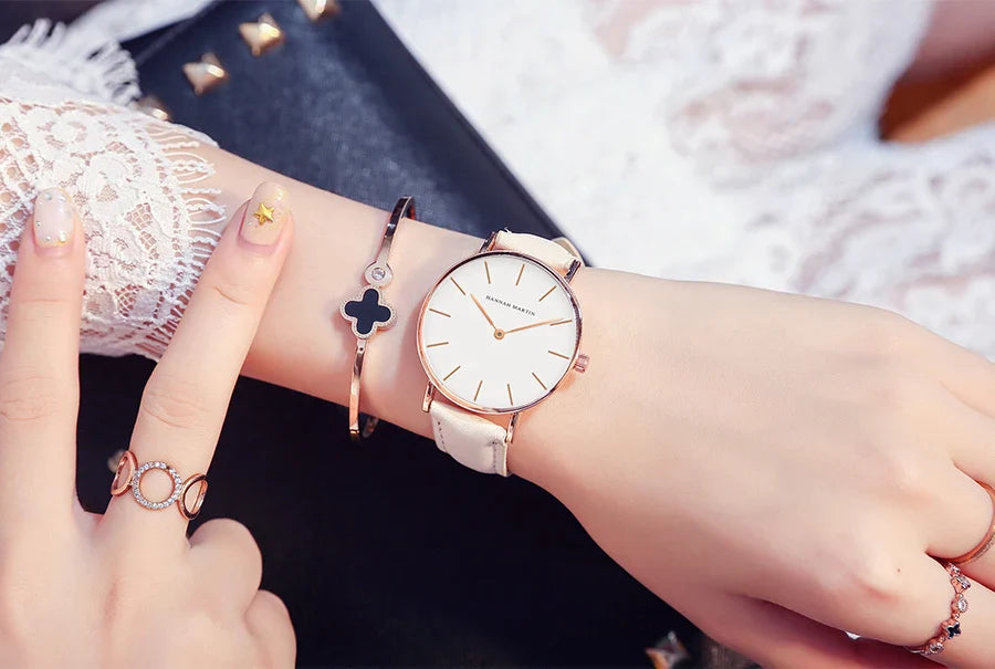 Hannah Martin Brand Japan Quartz Movement Women Fashion Watch Leather Strap Lady Wristwatches Waterproof Clock relogio feminino