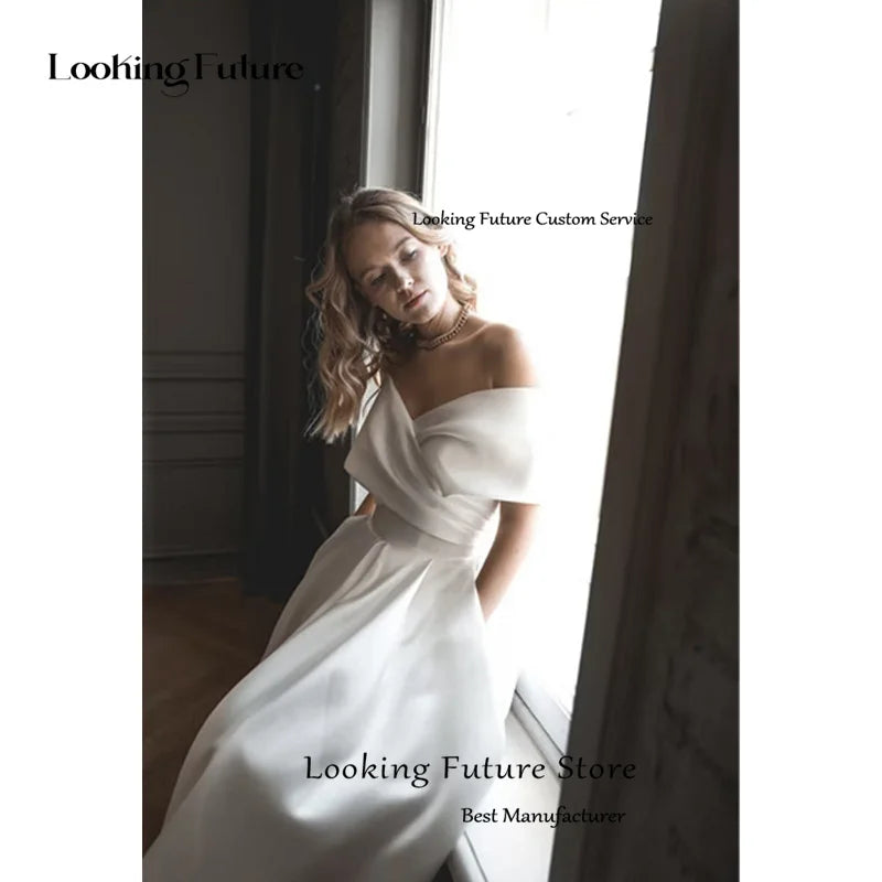 White Bridesmaid Dresses: A-Line Wedding Dress Strapless Boho Wedding Gown