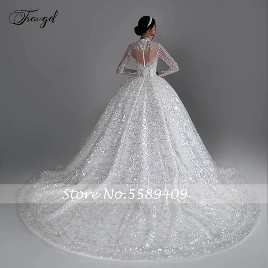 White Bridesmaid Dresses: Wedding Dresses High Neck Long Sleeve