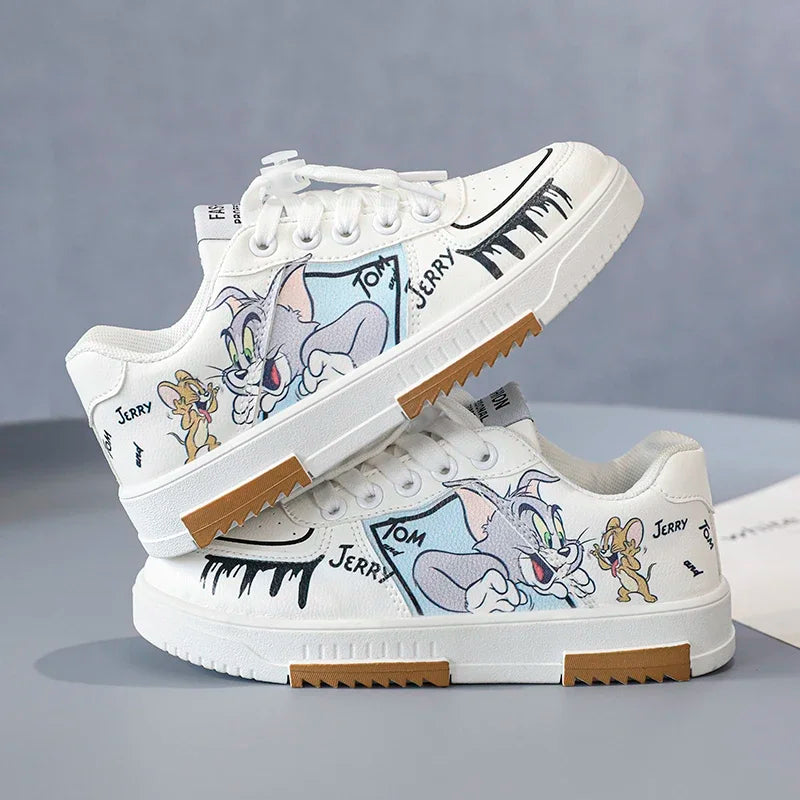 Four Seasons Children's Shoes Soft Bottom Fashion Leather Kids Flat Sneakers Cartoon Boys Girls Casual Sports Running Shoes