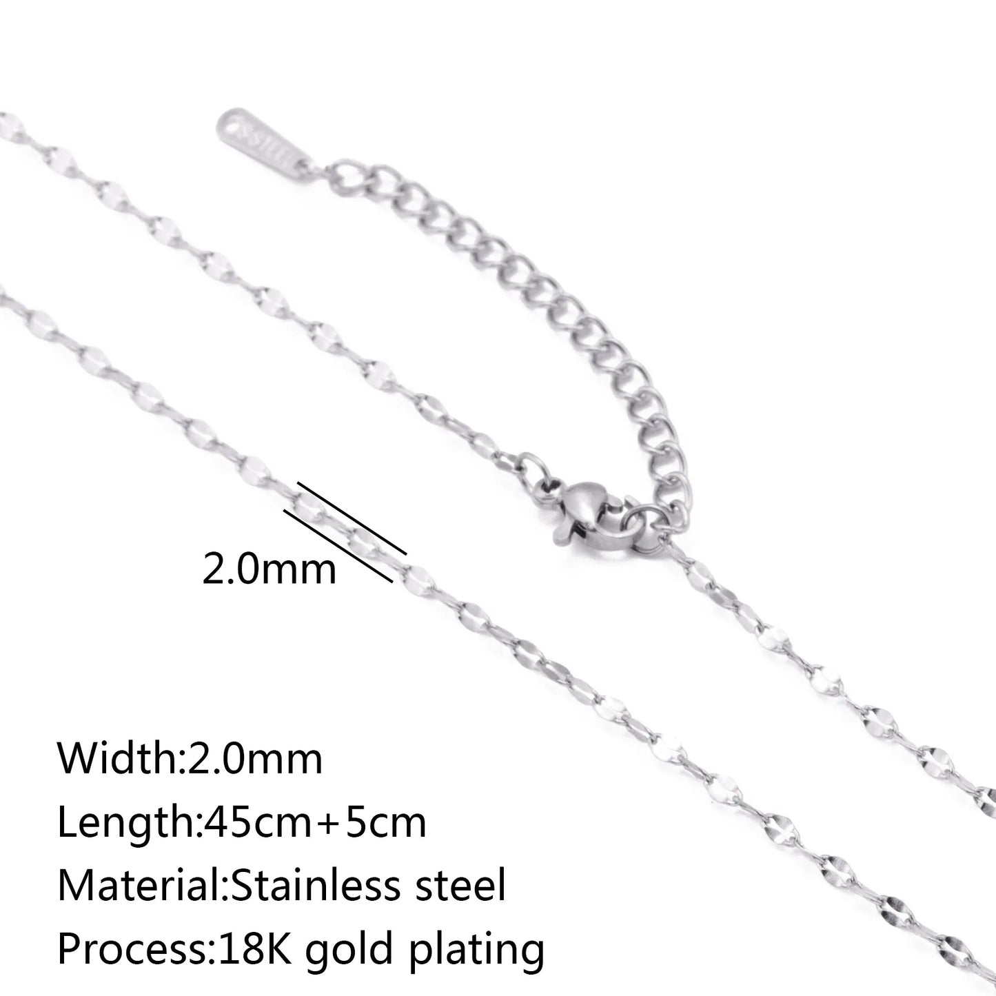 5Pcs/Lot Stainless Steel Bead Rope Link/Cuban/Paperclip Links Snake Chain Necklace Diy Women Jewelry 18K Gold Color Neck Chains