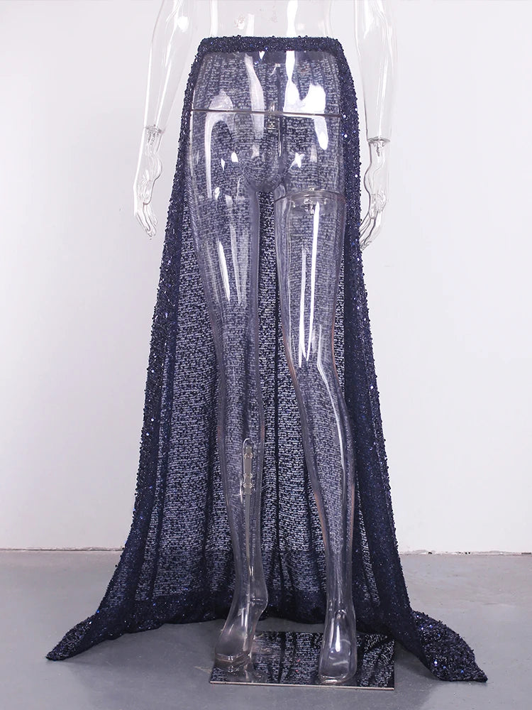 Evening wear Dresses: Off Shoulder Dazzling Sequin Fitted Bodice Evening Night Dress