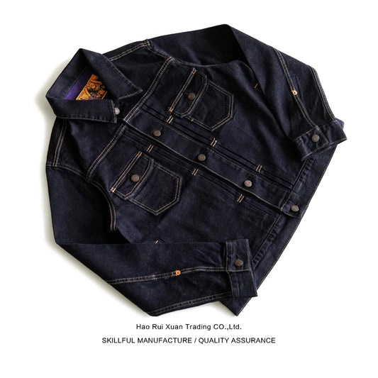 Men Jacket Selvedge Denim Jacket Men Vintage Purple and Blue Double Sided Dye