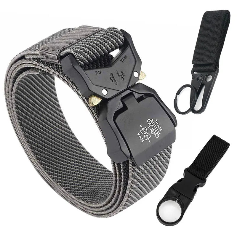 VATLTY 140cm Elastic Belt For Men Aluminum Alloy Quick Release Buckle Strong Nylon Tactical Belt Male Military Accessories