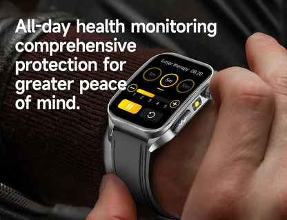 2025 New Blood Pressure 650nm Laser Therapy Diagnosis Smartwatches Men Women Clock Uric Acid Lipid  Heart rate Smart Watch IOS